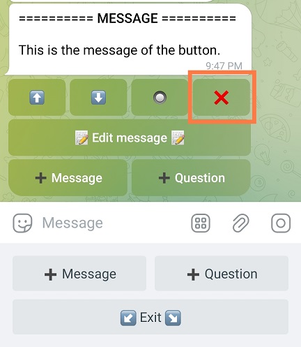 Delete message from button or command in a Telegram bot (VisualMaker)