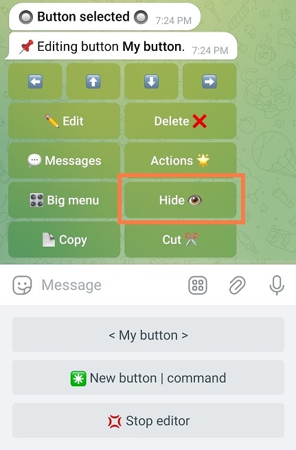 Hiding a button in a Telegram bot (VisualMaker)