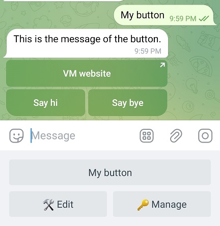 Inline keyboard to a button or command in Telegram bot (VisualMaker)