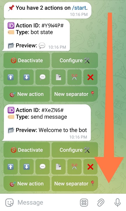 Example of action order