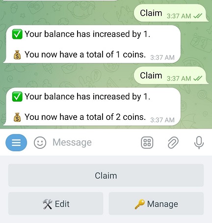 Example of balance change