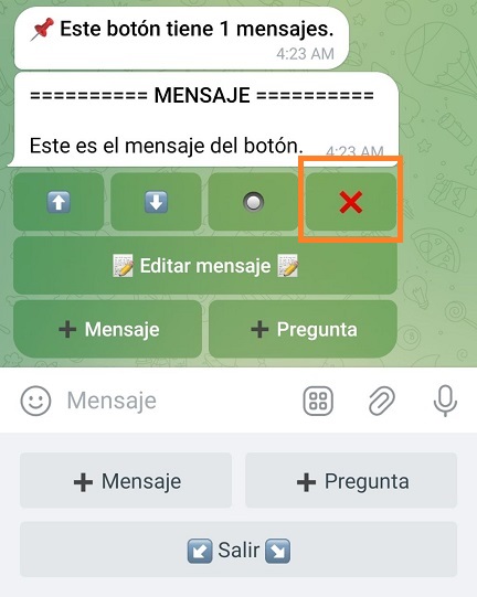 Eliminar mensaje de botón o comando en bot de Telegram (VisualMaker)