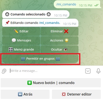 Comandos en grupos (VisualMaker)